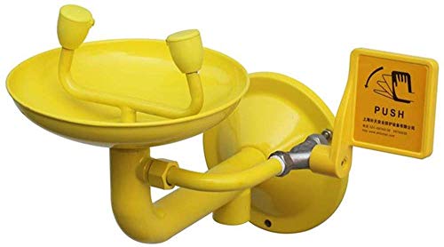 CGOLDENWALL Lavaojos de Emergencia Montado en la Pared Estación de Ducha & Lavaojos de Acero inoxidable con Doble Boca y Recubrimiento Anticorrosivo ABS