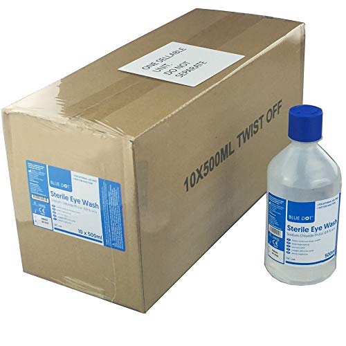 Crest Medical 500ml Lavaojos Estéril Solución Salina 10 X 500ml Botellas