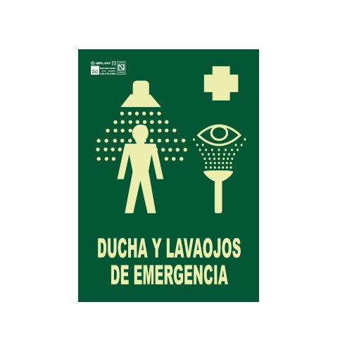 Astlight SAL5118.GFJ Señal de ducha y lavaojos de emergencia fotoluminiscente, Multicolor